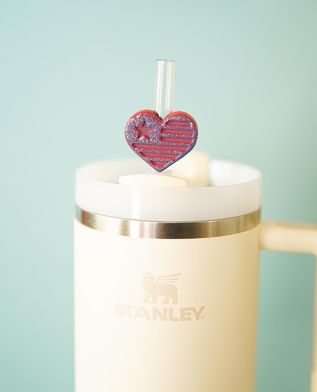Stars and Stripes Heart Straw Topper